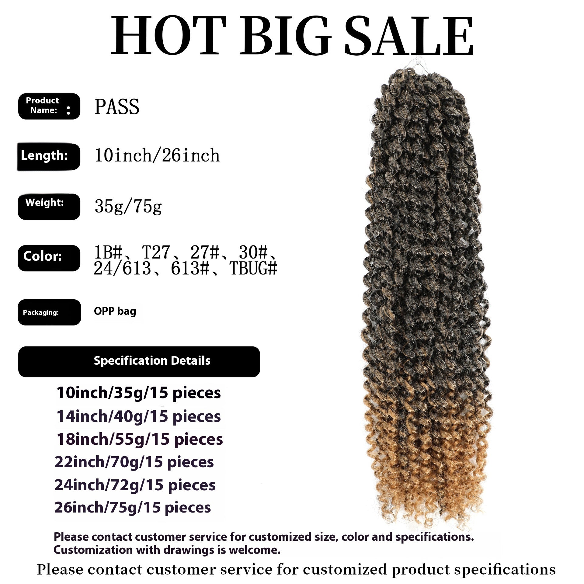 European And American Water Ripple Crochet Wig Braid Crochet Double Strand